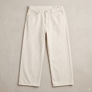 rag & bone New York Lori Crop Wide Leg Jeans 32 Ecru Cream High Rise $225